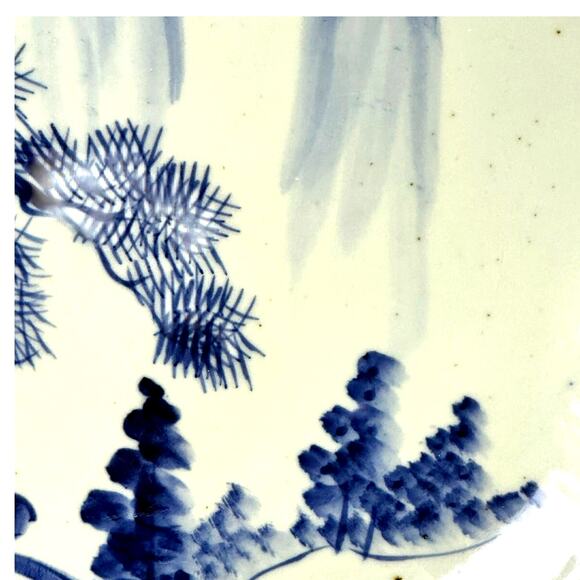 Antique Japanese Meiji Period 15" Charger Blue and White Landscape Arita Ware - Picture 4 of 8